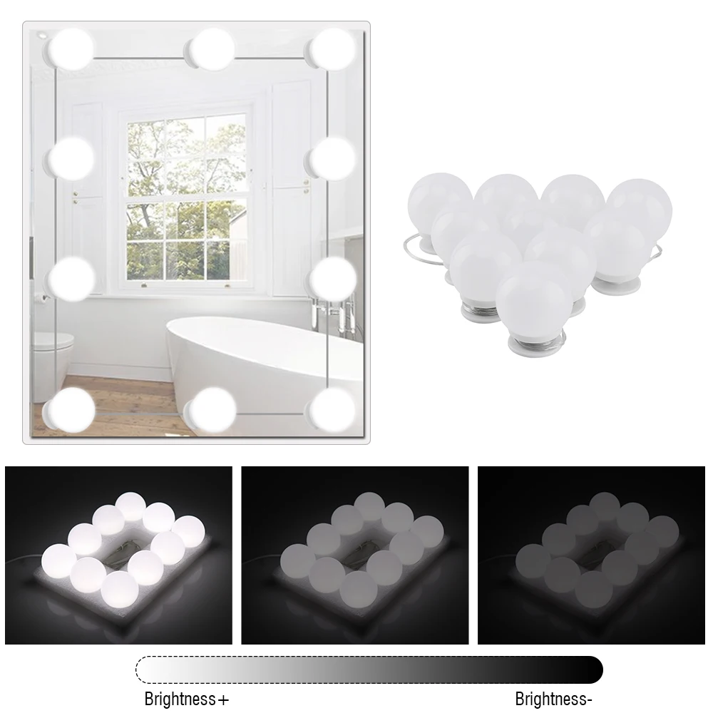 

BORUiT 5V 8W LED Makeup Lamp Stepless Dimmable Table Mirror Wall Lamp Makeup Vanity LED Light