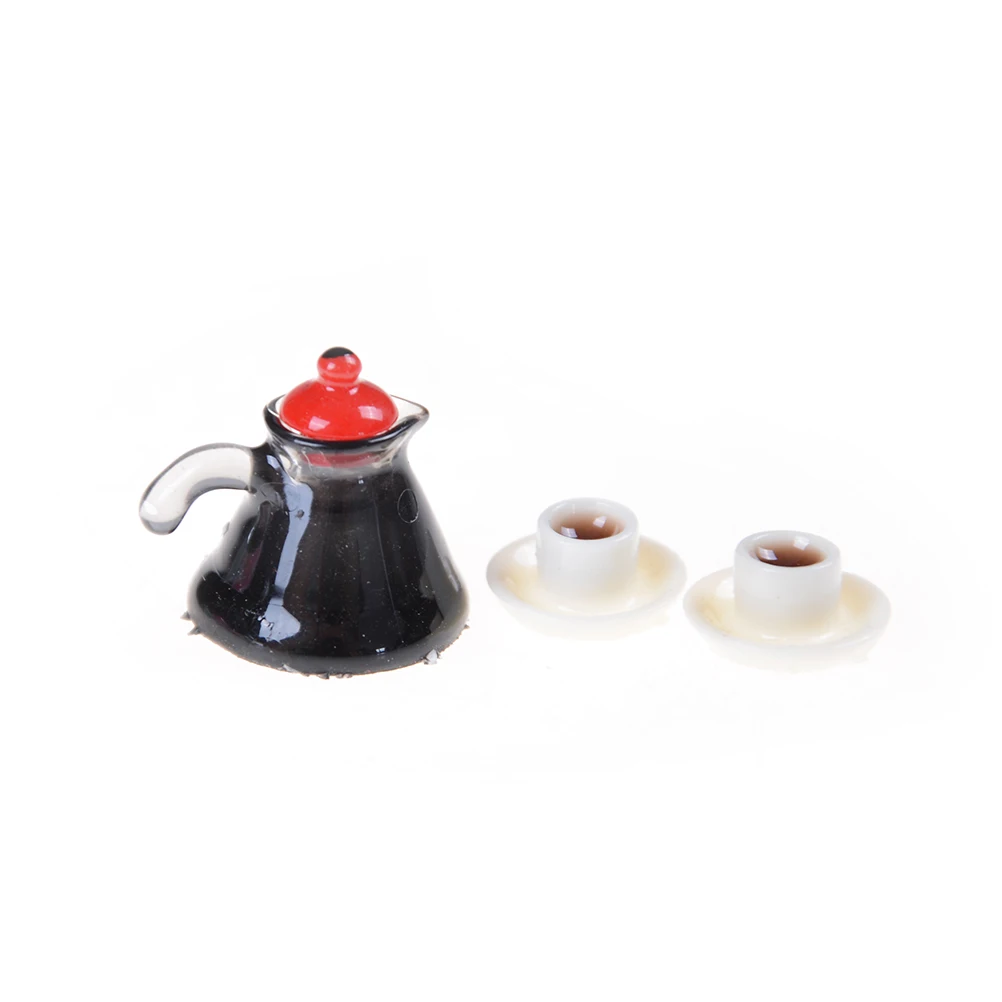 

3 Pcs/Set Dollhouse Mini Coffee Pot Cup Saucer Dollhouse Miniature Kids Play House Toys