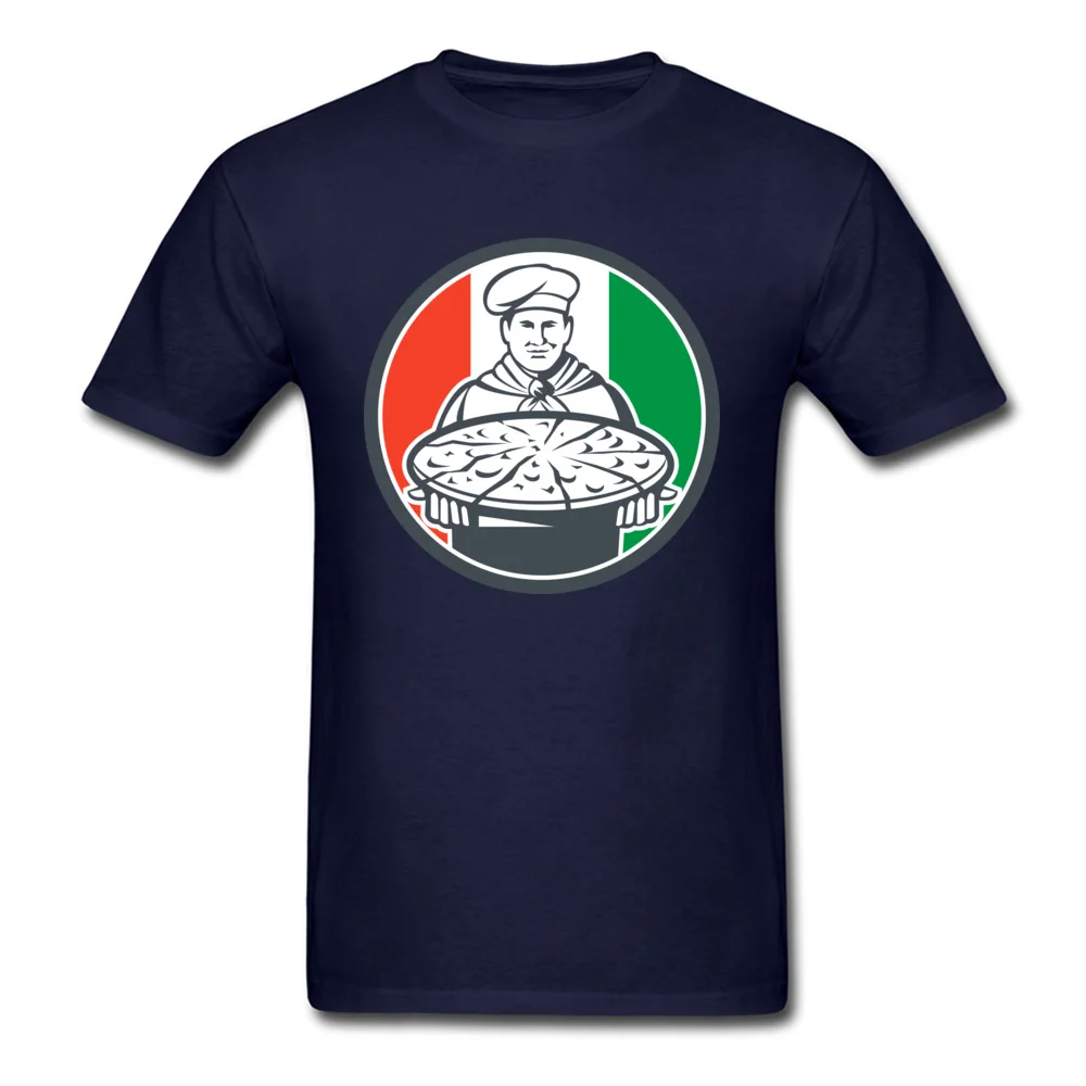 Italian Chef Cook Serving Pizza Circle Retro_navy