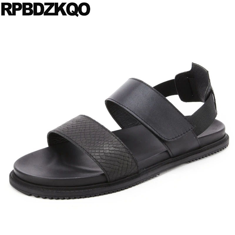 

High Quality Black Designer Outdoor Genuine Leather Flat Roman Breathable 2018 Platform Strap Shoes Men Gladiator Sandals Summer