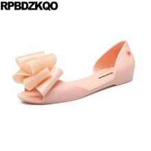 Надевать дизайнер белый желе лето дешево каваи сандалии Голова рыбы Дамы красивые плоские туфли лук женщин дам милый обнаженный Китай красивая весенняя осень последние европейская Мода отправка капель