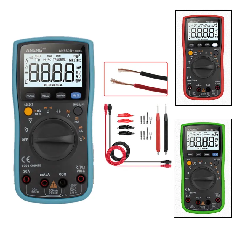

AN860B+ Probe LCD 6000 Counts Digital Multimeter AC/DC Current Voltage Resistance Frequency Temperature Tester Multimetro