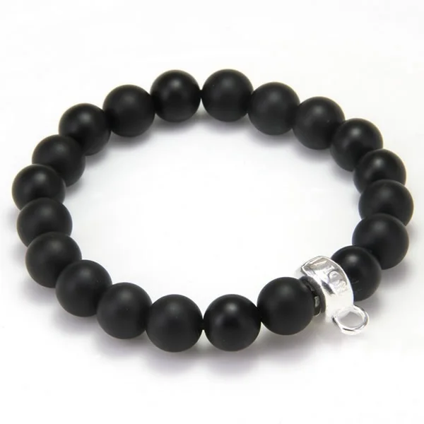 

10mm Timeless Black Matt Obsidian Beaded Charm Bracelet Basic Bracelets European Thomas Style Beads Fashion Gift 925 Silver Punk