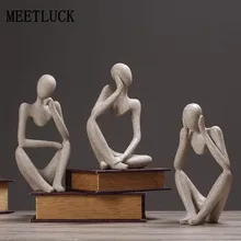 Resina sintética criativo personagem abstrato pensador estátua natal presente de aniversário decoração para casa acessórios inverno moderno