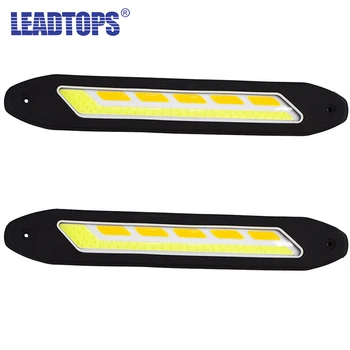 

2PCS Flexible Waterproof White and Yellow Car Head Light COB LED Daytime Running Lights DRL Fog Lights With Turn Signal Light BB