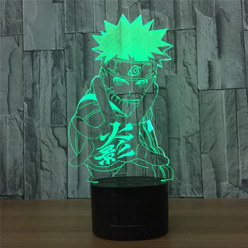 3D лампа с рисунком из аниме «Наруто» как у героя мультфильма Саскэ светодиодный ночной Светильник фигурку 7 цветов сенсорный Украшение стола светильник Оптические иллюзии