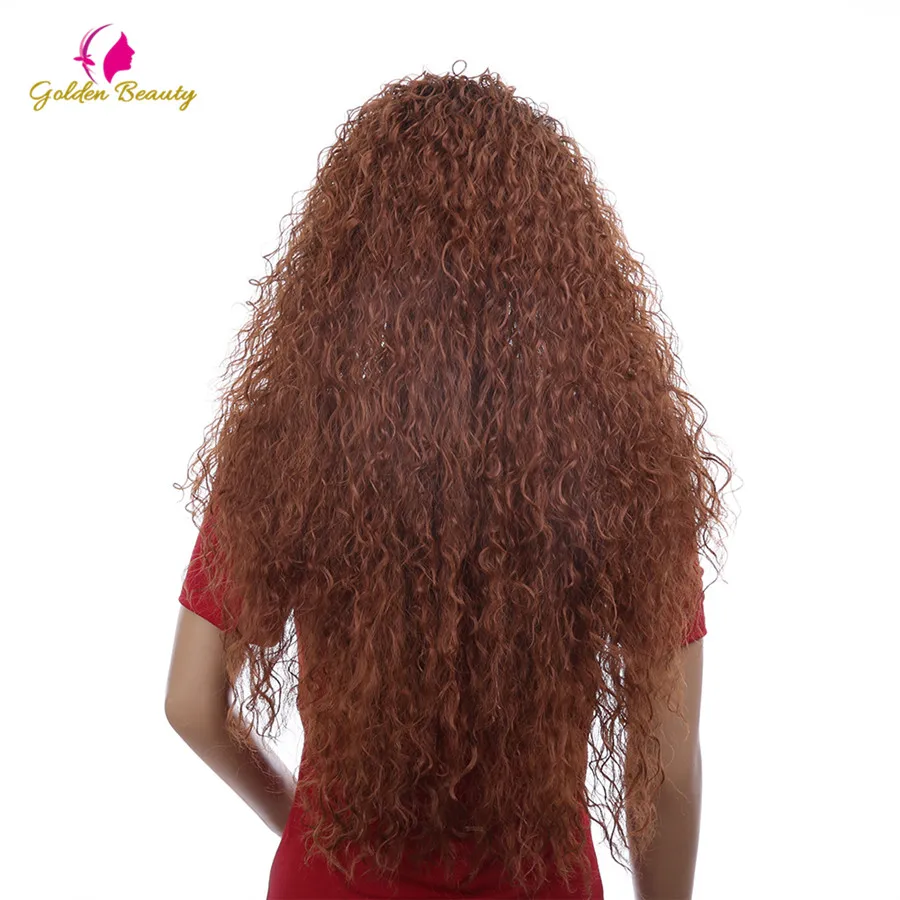 26inch Dark Brown Long Kinky Curly Wig Lace Front Wigs African American Synthetic Wigs for Women Golden Beauty 26inch Dark Brown Long Kinky Curly Wig Lace Front Wigs African American Synthetic Wigs for Women Golden Beauty