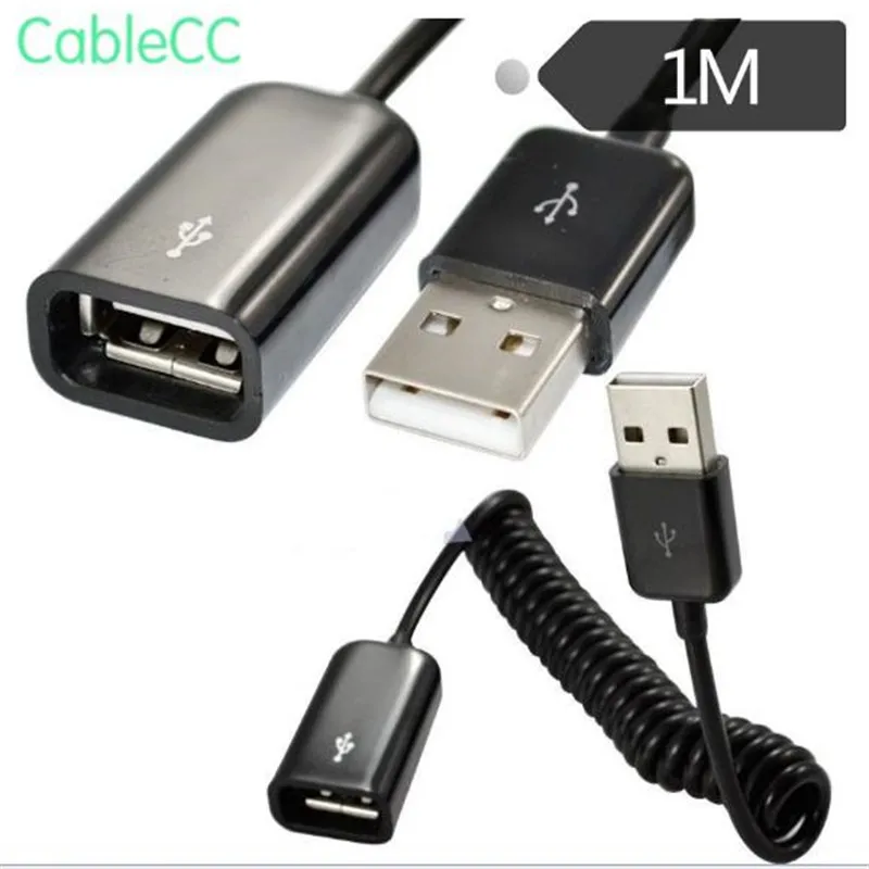 

White / black telescopic extension cord spring type USB2.0 revolution female extension cord USB spring line for mobile computer