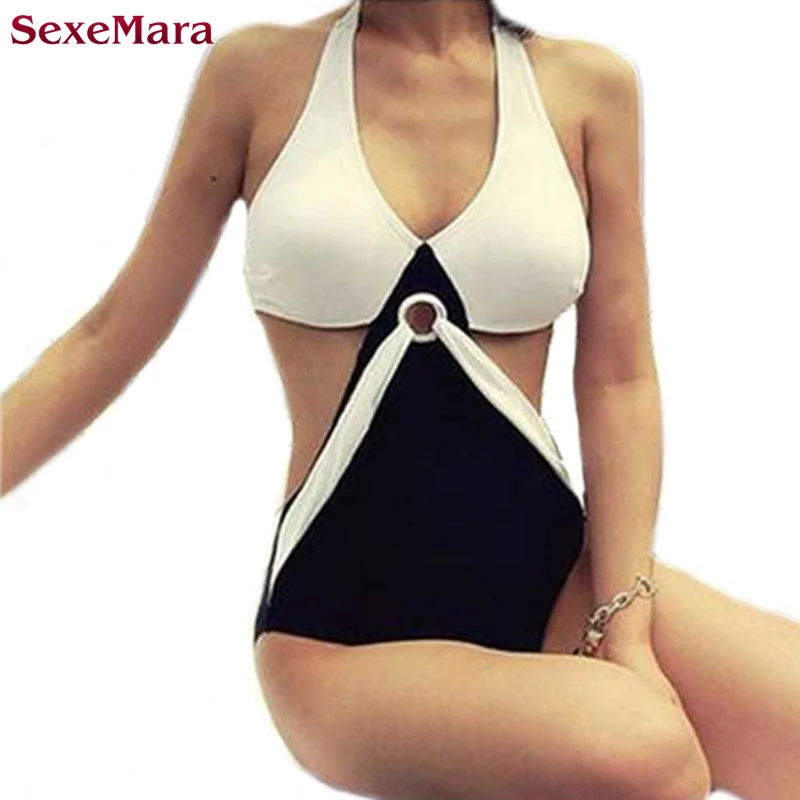 SexeMara 2017 Plus Size Black White Patchwork Sexy Women One Piece Swimsuit Push Up Bikini Female Swimwear Bathing Monokini plus-size-black-swimsuit : image SexeMara 2017 Plus Size Black White Patchwork Sexy Women One Piece Swimsuit Push Up Bikini Female Swimwear Bathing Monokini plus-size-black-swimsuit