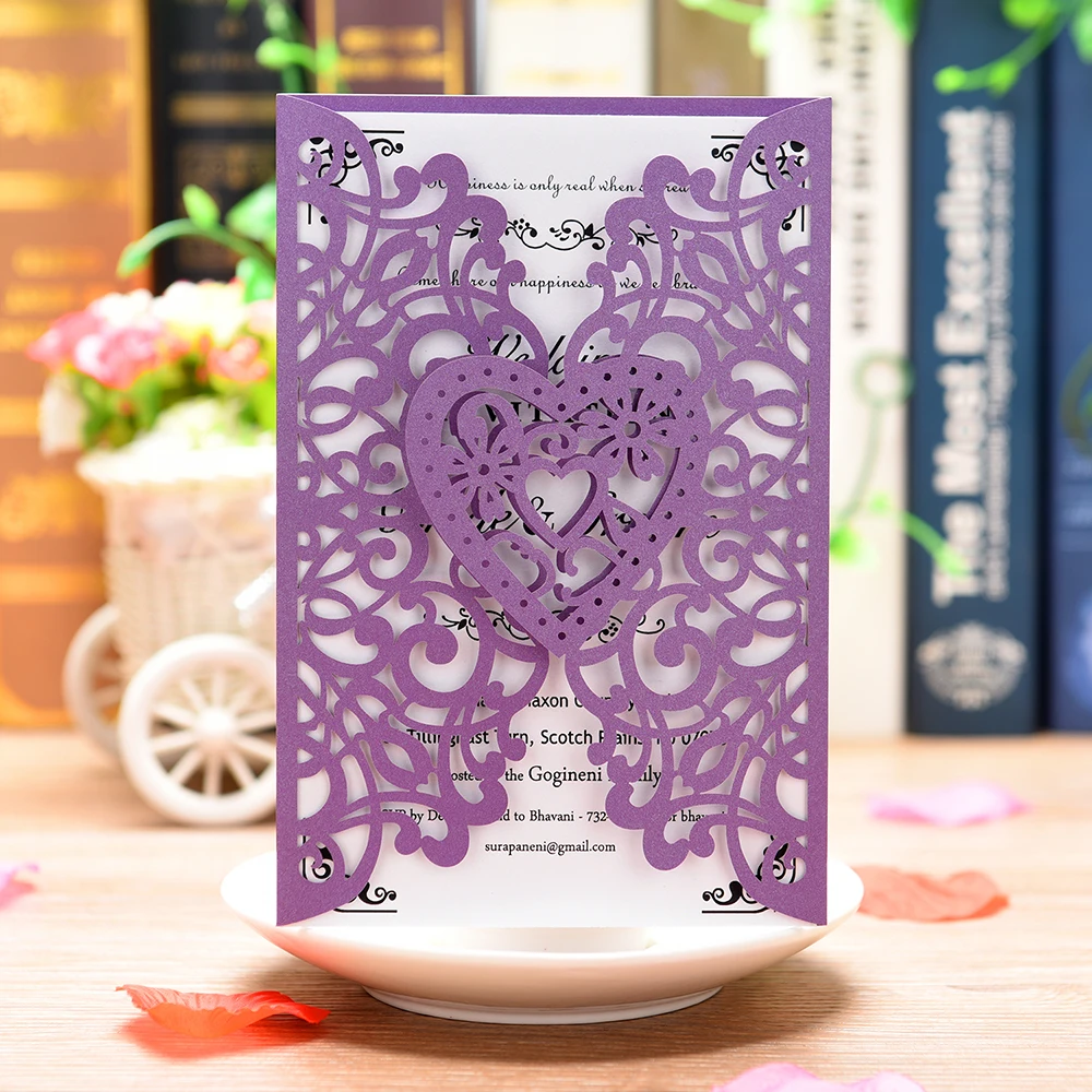  5 Sets Laser Cut Wedding Invitations Kits with Blank Printable Cards and EnvelopeNew year 2019 deli - 33037471016