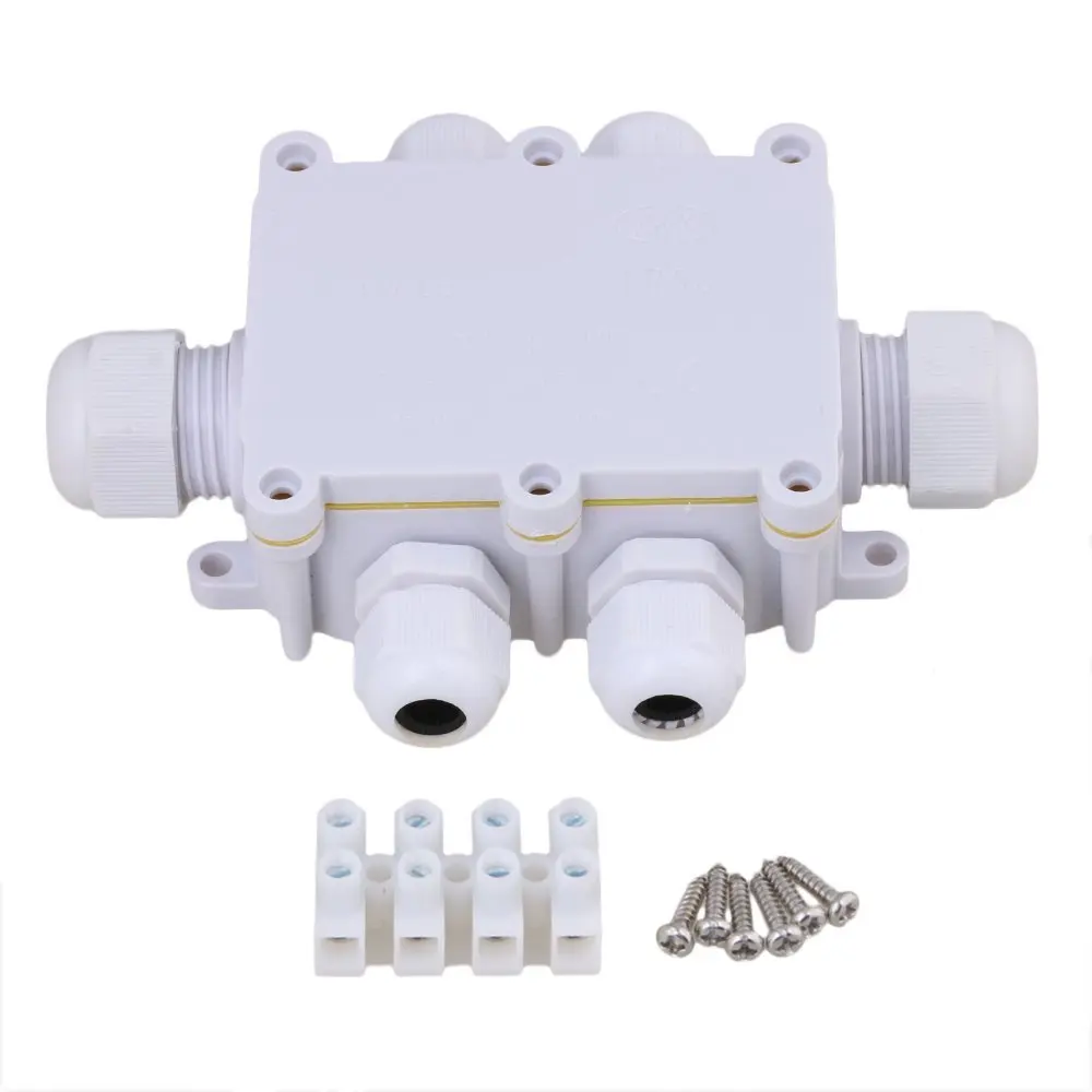 

White 6 Way Outdoor Cable Wire Connectors Junction Box IP68 Waterproof Sunproof with Terminal