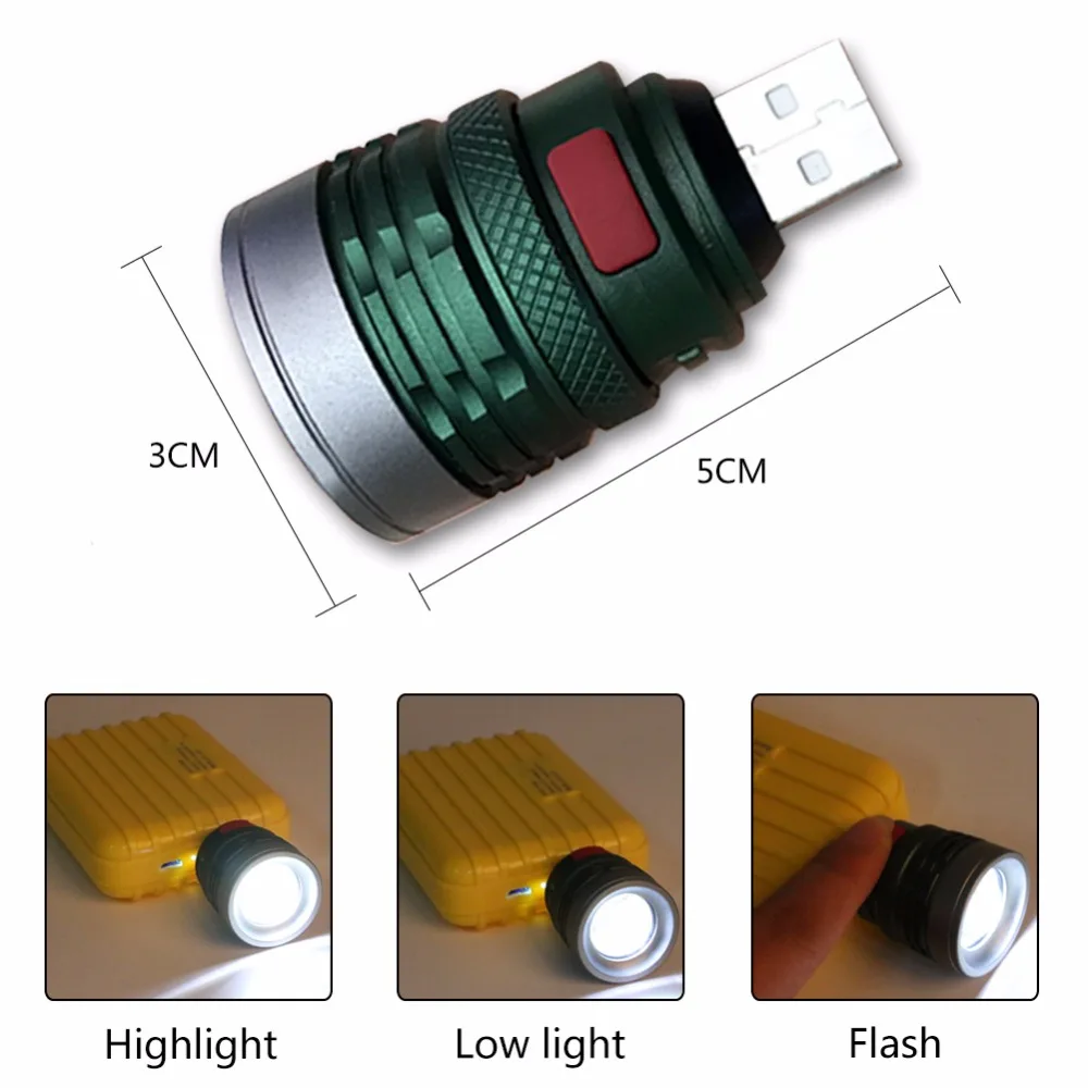 USB Ручной мощный светодиодный фонарик портативный мини масштабируемый карманный