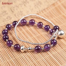 Leensun ювелирные изделия ручной работы из стерлингового серебра 925 пробы с росским кварцевым браслетом/браслетом