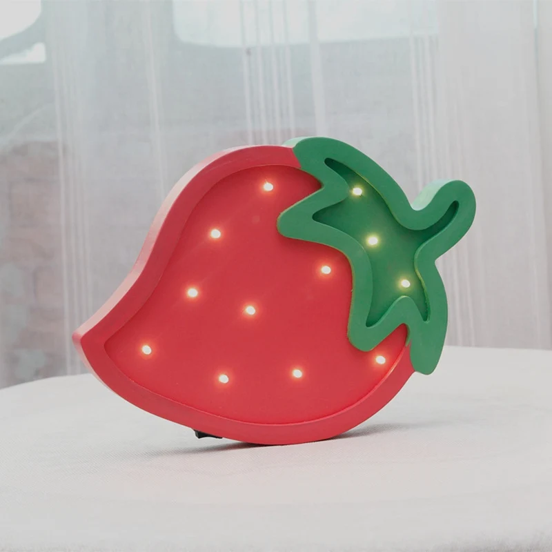 Cute Strawberry LED Night Light Wall Decoration Warm White Table Lamp Bedroom Kid Children Room Decor Light for Girls Kid Gift (3)