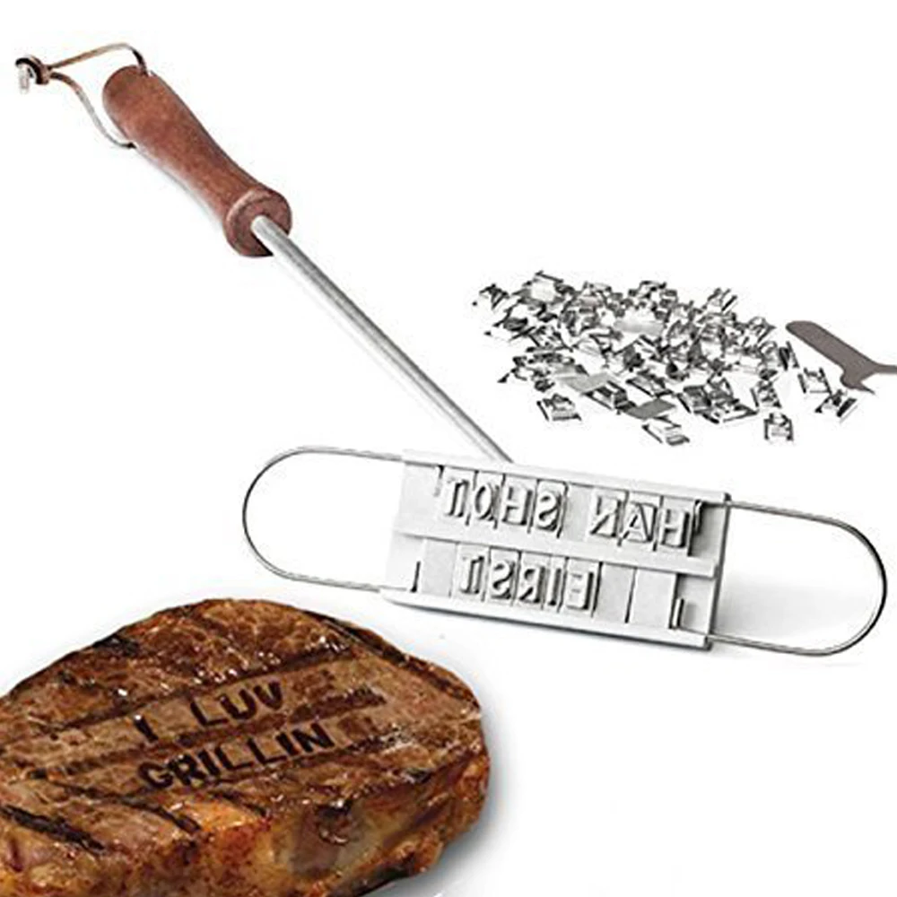 BBQ tools Personality Steak Meat Barbecue BBQ Meat Branding Iron With Changeable Letters Accessories Changeable 55 Letters (2)