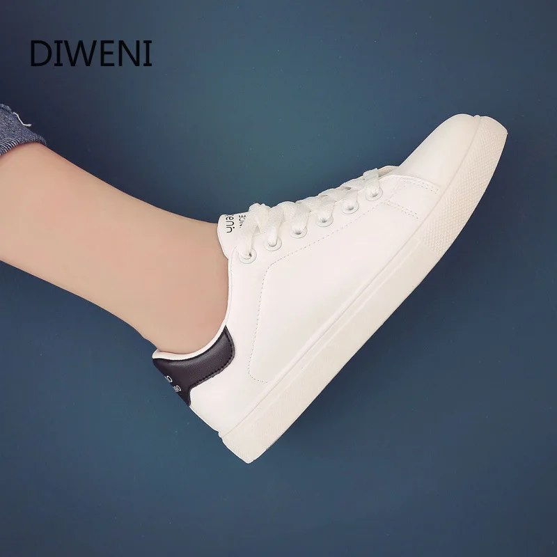 

HOT Women Sneakers Fashion Breathble Vulcanized Shoes Pu Platform Lace up Casual White Tenis Feminino Zapatos De Mujer B97