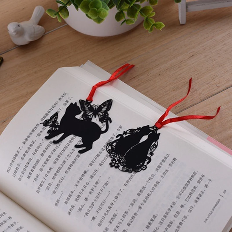 2 шт. DIY Kawaii Черный кот металлический Закладка для книги Бумага Творческие детали прекрасный корейский Канцтовары подарок посылка студент