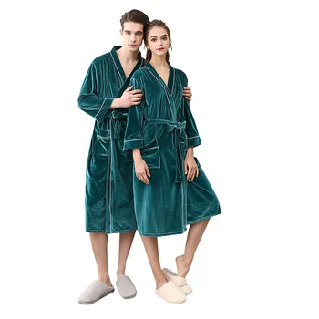 

Luxury Lovers Soft as Silk Fall Winter Bathrobe Men And Women Kimono Bath Robe Femme Robes Mens Dressing Gown for Male Bathrobes