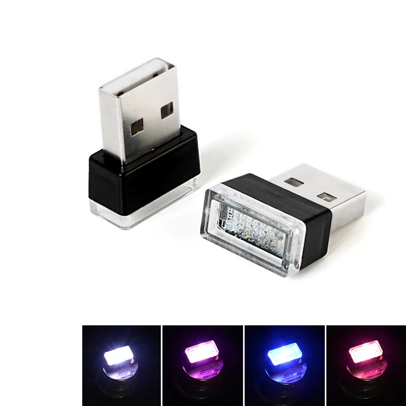 

YB Yiba Car atmosphere lights cigarette lighter Decorative lights Atmosphere light Universal For PC USB Plug Play Red Bule White
