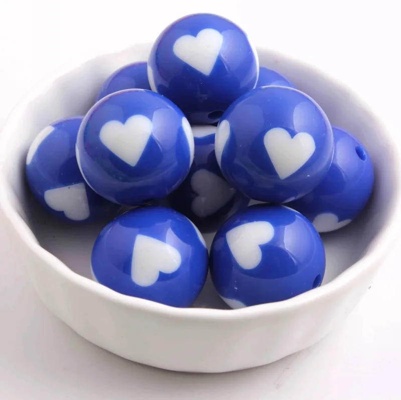 Kwoi Vita 12 мм 16 мм 20 мм Новые Модные Акриловые бусины в виде сердечек для ребенка массивные ювелирные изделия - Цвет: roayl blue