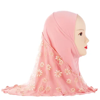 

PPXX Cotton Girl Head Scarf Lace Floral Muslim Hijab Shawl Head Wrap Gilrs Hijabs Headwear Fashion