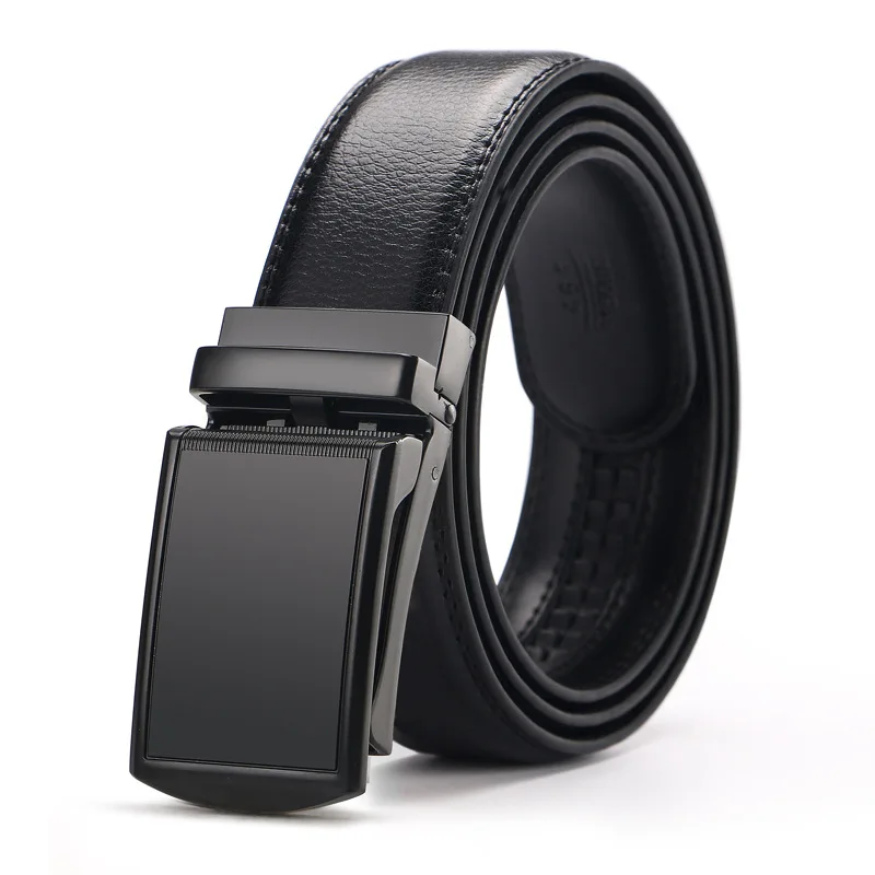 Cetili, автоматический ремень с пряжкой, мужские ремни из натуральной коровьей кожи, для мужчин, элегантный формальный ремень ceinture homme Lux marque - Цвет: Black Black 1