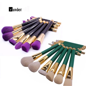 

15Pcs Professional Make up Brushes Set Foundation Blusher Powder Eyeshadow Blending Eyebrow Brush Tools Kit Purple/Green