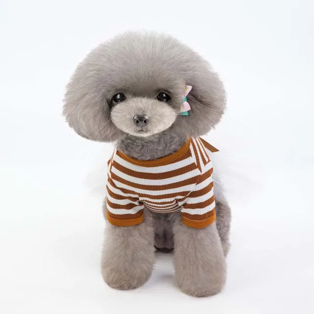 Stripe Dog Dresses for Small Dogs Girl Spring Summer Puppy Clothes Tulle Princess Skirts Party Birthday Pet Apparel 5