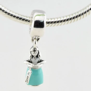 

Alice's Magic Potion White&Mint Enamel Beads Fits brand Charms Bracelet DIY Original 925 Sterling Silver Spring MakingJewelry
