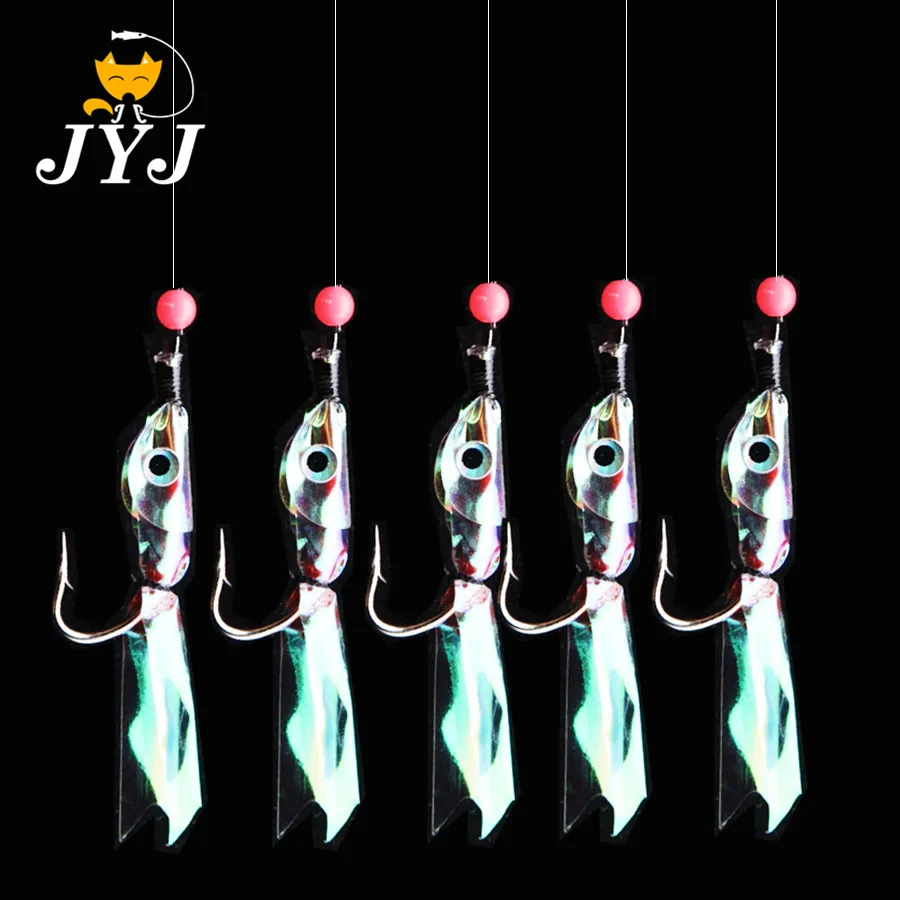 

JYJ 5pcs/pack Fishhooks For Swivel Fishing string hook Fish Skin Fishy Smell Pesca Combination String Hook With 5 Small Hook
