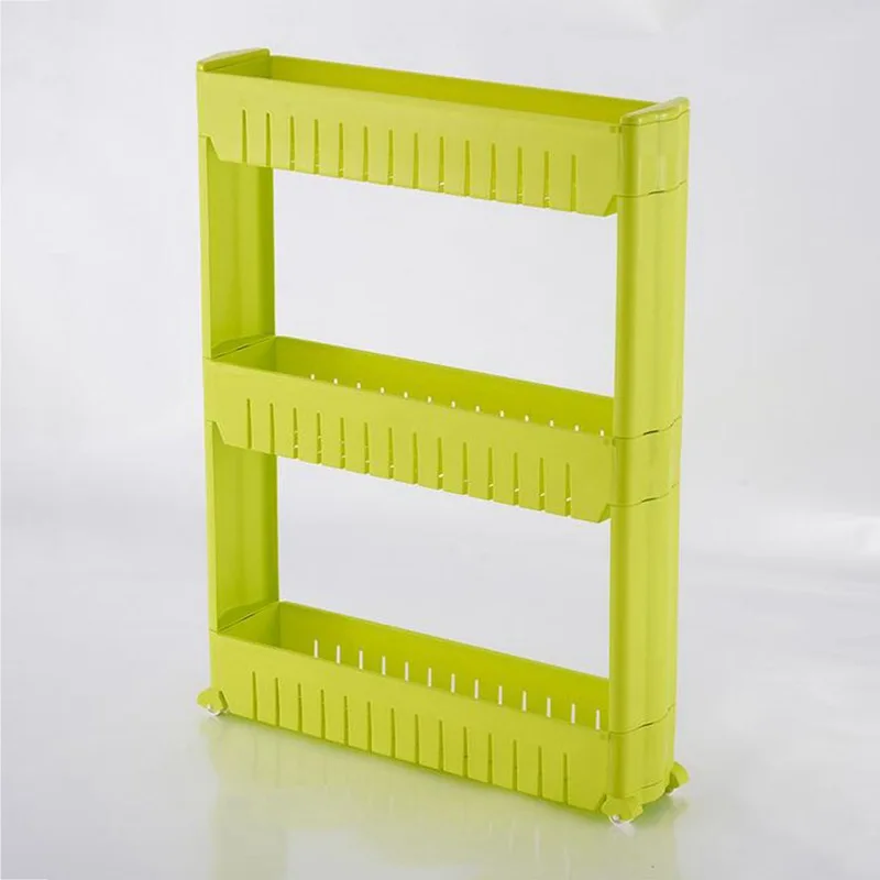 

Gap Storage Shelf For Kitchen Storage Skating Movable Plastic Bathroom Shelf Save Space 3 layers High Quality