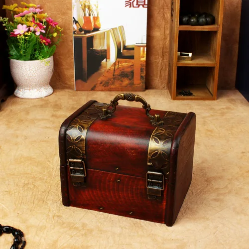 Европейский стиль Винтаж деревянных коробок для украшений для Secret собранные предметы кулон Цепочки и ожерелья серьги кольцо подарочная коробка Портативный 2 шт./компл