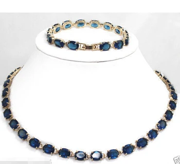 

Prett Lovely Women's Wedding shipping> >Jewelry Blue gem Bracelet & Necklace Set natural Luxury Ms. girl Wedding Jewelry
