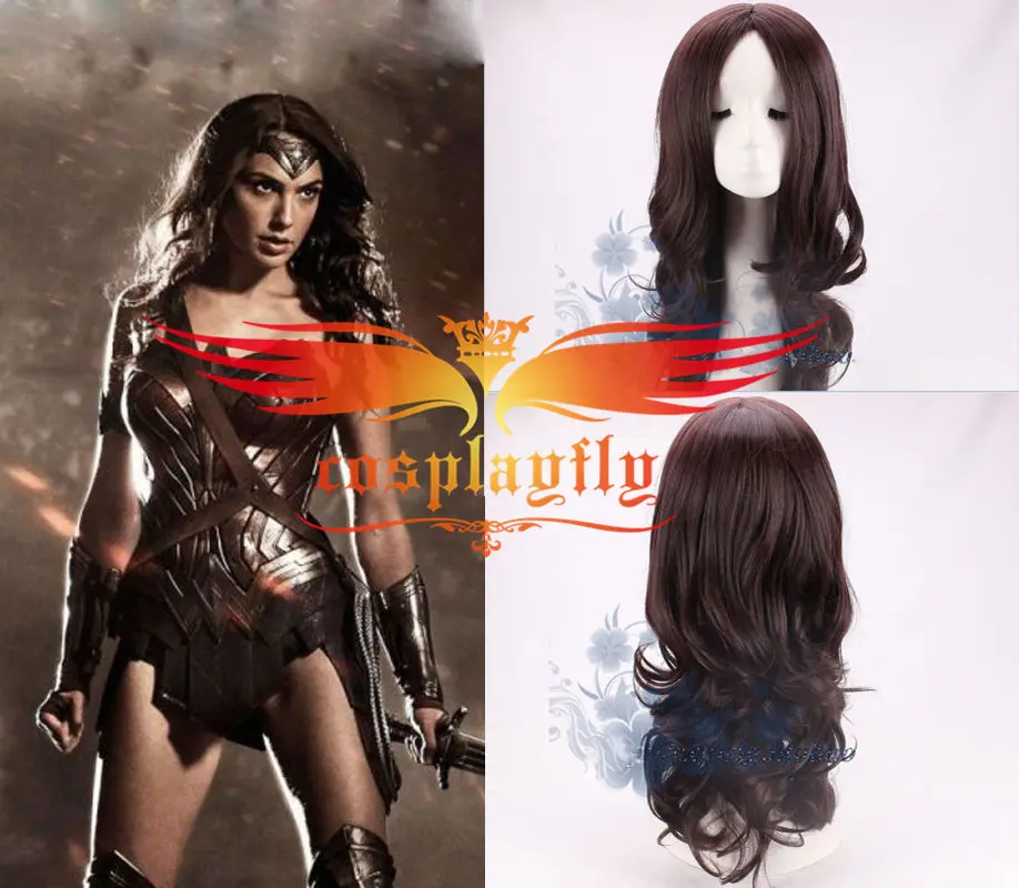 BatmanvSuperman: Dawn of Justice Wonder Woman Diana Costume Golden Rope(бесплатно) Взрослый Косплей корсет платье+ женский парик - Цвет: Wig and Free Wig Cap