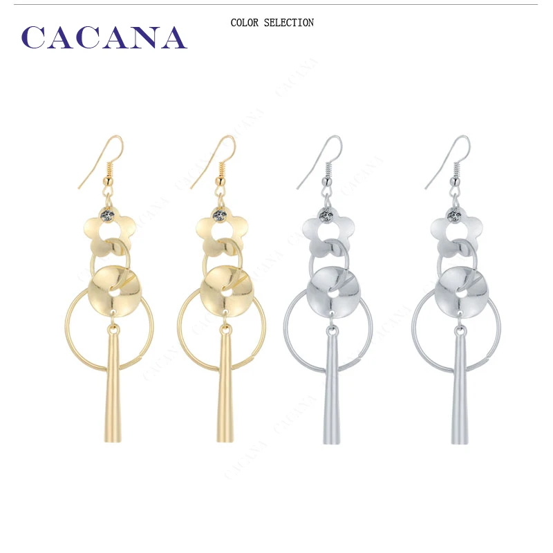CACANA Dangle Long Earrings For Women Plum Flower With Round Top Quality Bijouterie Hot Sale No.A465 A466