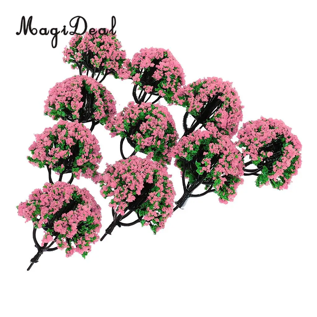 MagiDeal 10Pcs 1/200 Scale Model Flower Trees Green Train Railroad Scenery Landscape for Diorama Model Layout Toys 5Colors