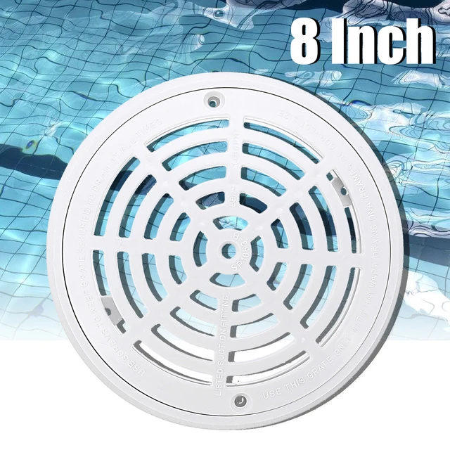 8 Inch Swimming Pool Main Drain Cover with 2 Screws White Universal