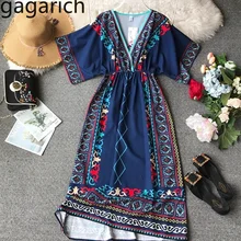 Gagarich Vintage Thailand Style Long Dress Bohemian Beach Dress Women Summer New Long Plus Size Dress