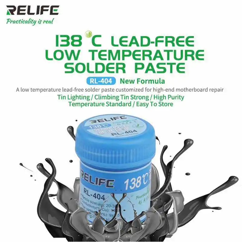 

RELIFE RL-404 Latest 138 ° C Solder Paste Soldering Plant Tin Auxiliary Tool For Mobile Phone PCB Motherboard Tin Paste
