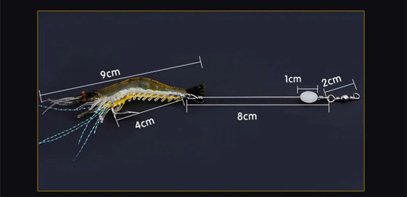 Силиконовая креветка, Мягкая приманка, 9 см/6 г, искусственная приманка для рыбалки, с светящимся крючком, вертлюги, Anzois Para Pesca Sabiki Rigs, рыболовная приманка, 1 шт