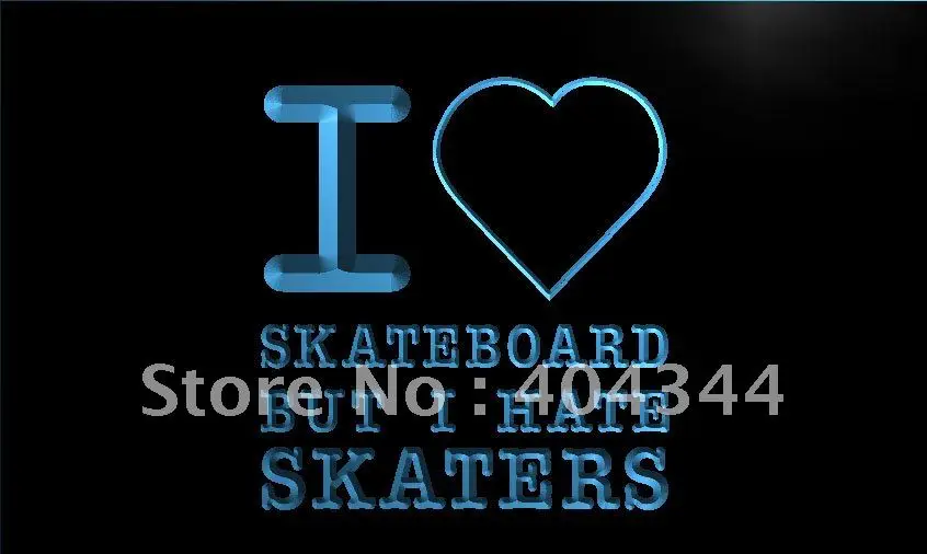 LK461- I Love скейтборд Hate Skaters светодиодный ная неоновая световая вывеска для