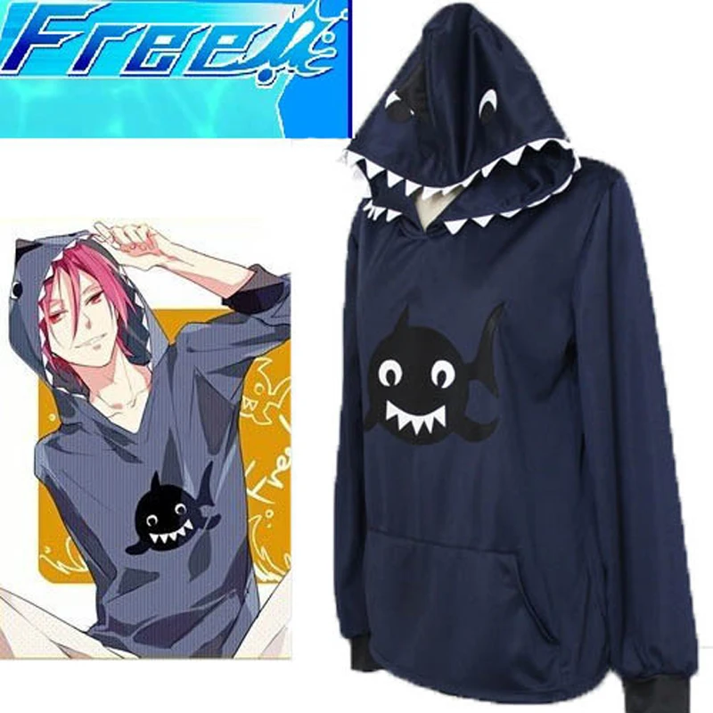 Аниме бесплатно! Толстовка с капюшоном Iwatobi Swim Club Rin Matsuoka Shark куртка карнавальный