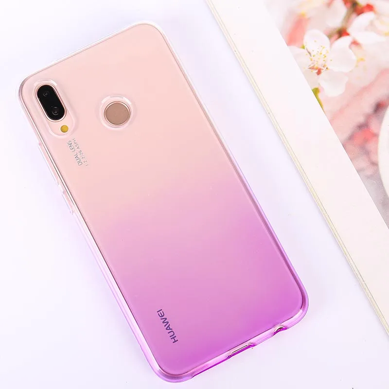 Градиентный чехол для huawei P20 Lite P10 P8 P9 Lite Mini Коврики 10 Honor 6C 6A 7X 7C 7A Pro 10 9 Lite Y9 P Smart Мягкая обложка - Цвет: Purple