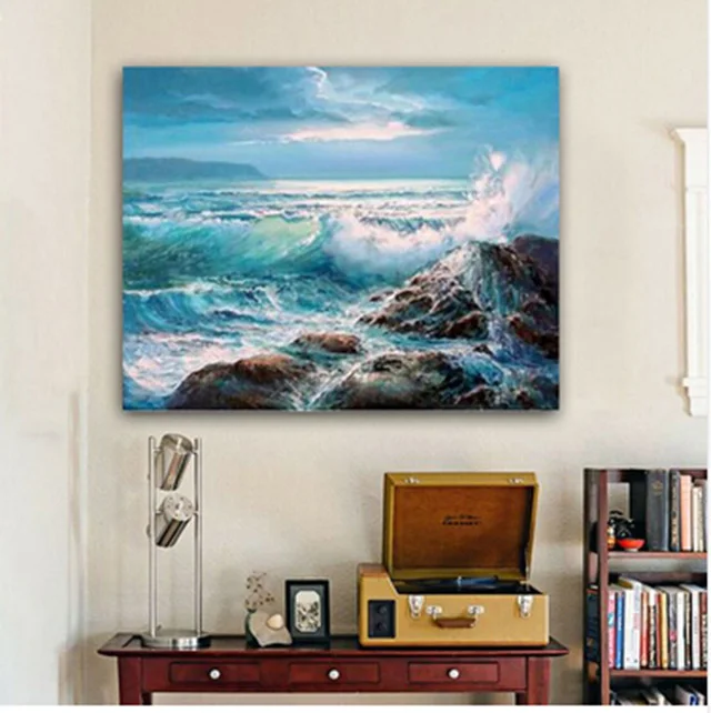 

painting by numbers art paint by number Diy on canvas the wall paint by number draw picture with frame Huge waves surf horizon