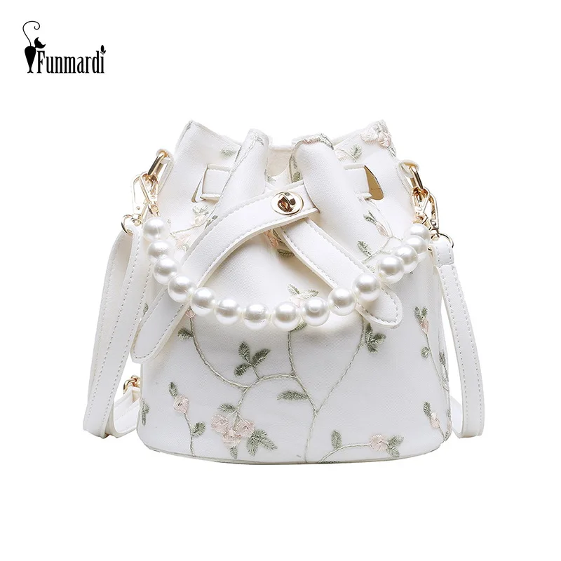 FUNMARDI أزياء من الدانتل حقائب كتف المرأة اللؤلؤ تصميم حمل حقائب السيدات دلو أكياس Crossbody مركب امرأة حقائب WLHB1916 FUNMARDI أزياء من الدانتل حقائب كتف المرأة اللؤلؤ تصميم حمل حقائب السيدات دلو أكياس Crossbody مركب امرأة حقائب WLHB1916