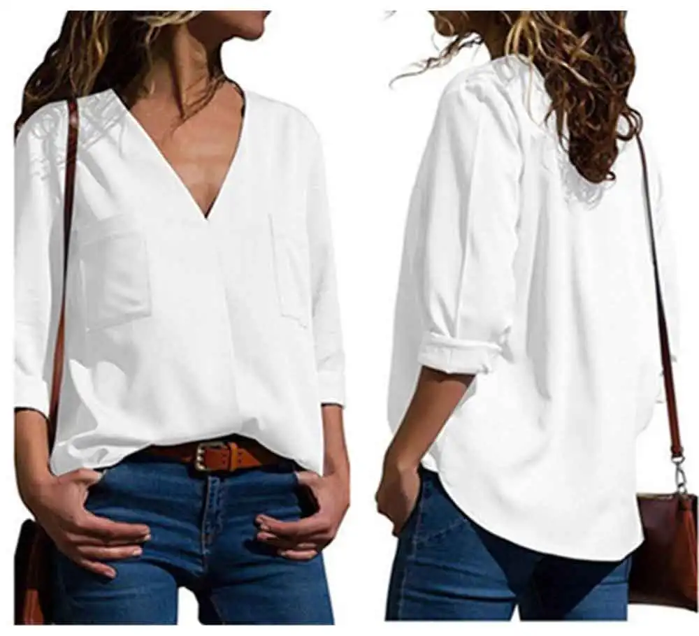 Women Summer Blouses Long Sleeve Shirt Chiffon Blouse Shirt Casual Tops Blusas Femininas Plus Size 2019 Fashion Ladies (4)