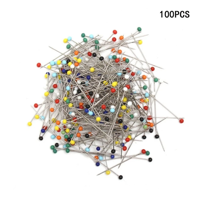 

100pcs Mix Color Head Round Wedding Bouquet Florists Pin Clothes Sewing Sewing Pins DIY Crafts Round Sewing Pins