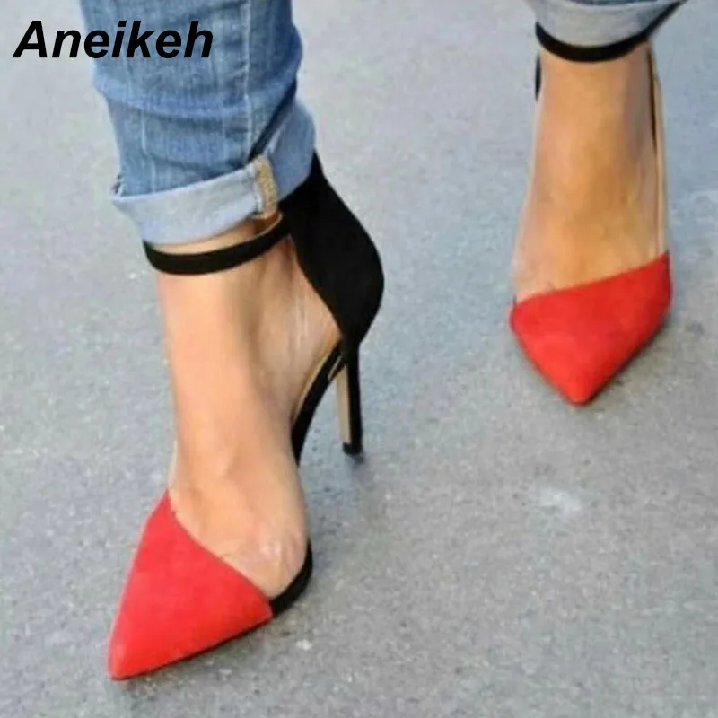 Aneikeh 2019 Fashion Women's Shoes Faux Suede Contrast Color Pointed Toe Pumps High Heels Stiletto Heels Patchwork Wedding Shoes Aneikeh 2019 Fashion Women's Shoes Faux Suede Contrast Color Pointed Toe Pumps High Heels Stiletto Heels Patchwork Wedding Shoes