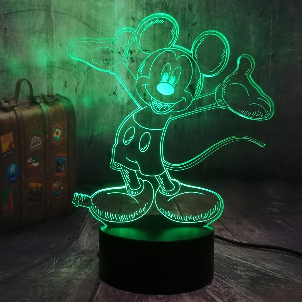 

Childlike 3D LED Happy Mickey Mouse Night Light RGB 7 Colors Kid Table Lamp Remote Child Kids Birthday Christmas Gift Home Decor