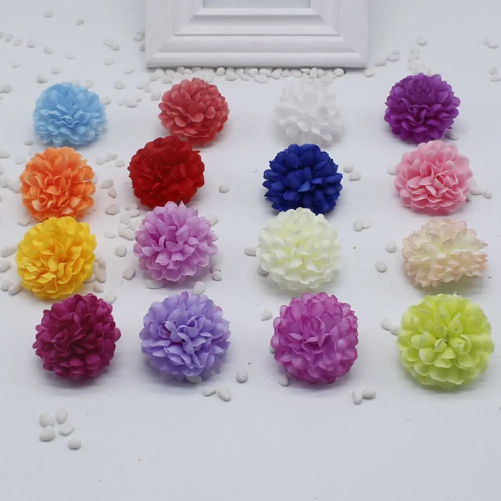 

New 10 pcs Artificial Silk Carnation Flowers Pompon Wedding Car Head Decoration DIY Decorative Flower Supplies Flowers
